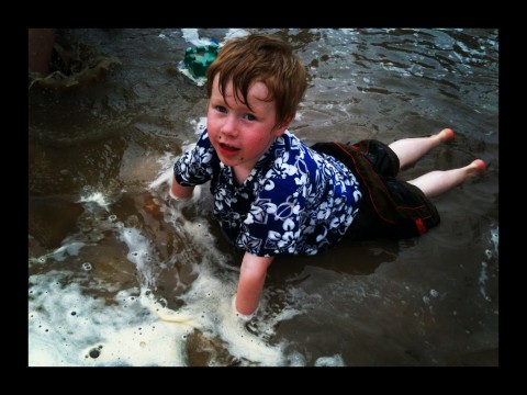 playing in water