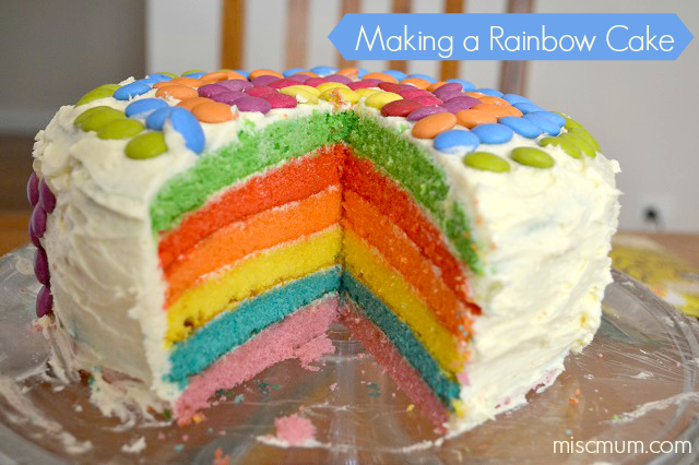 making a rainbow cake